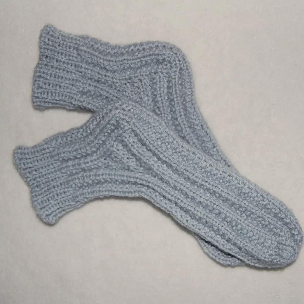NEW Handmade Ankle Socks, Light Blue, Women Size M (US 8-8.5)